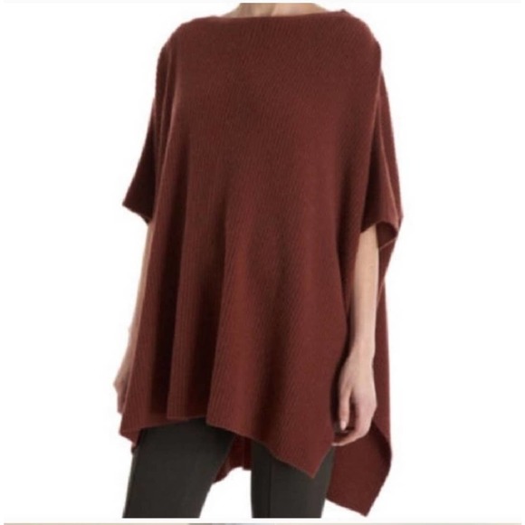 Vince Sweaters - Vince Womens Brown Ribbed Oversized Knit Poncho Sweater Size XS Cashmere